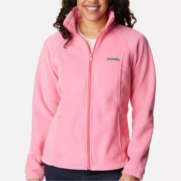 Columbia Fleece Zip Up Jacket Zipper Pockets Girls Pink size XL 18/20 - Picture 1 of 13